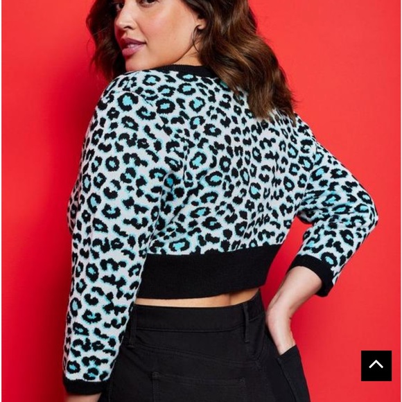Betsy Johnson by Torrid mint leopard dropped cardigan 3X - Picture 5 of 6